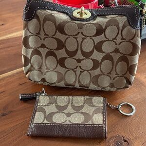 Coach Signature C Wristlet with Matching Coin Purse/Card Holder